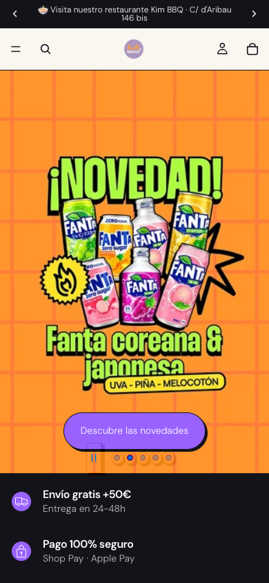 Página de inicio en móvil de Kim Market