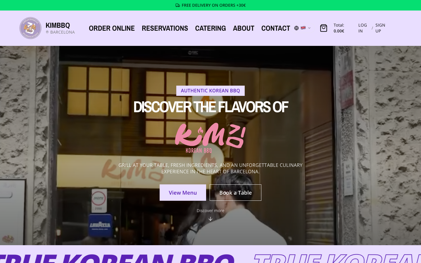 Página de inicio en escritorio de KimBBQ