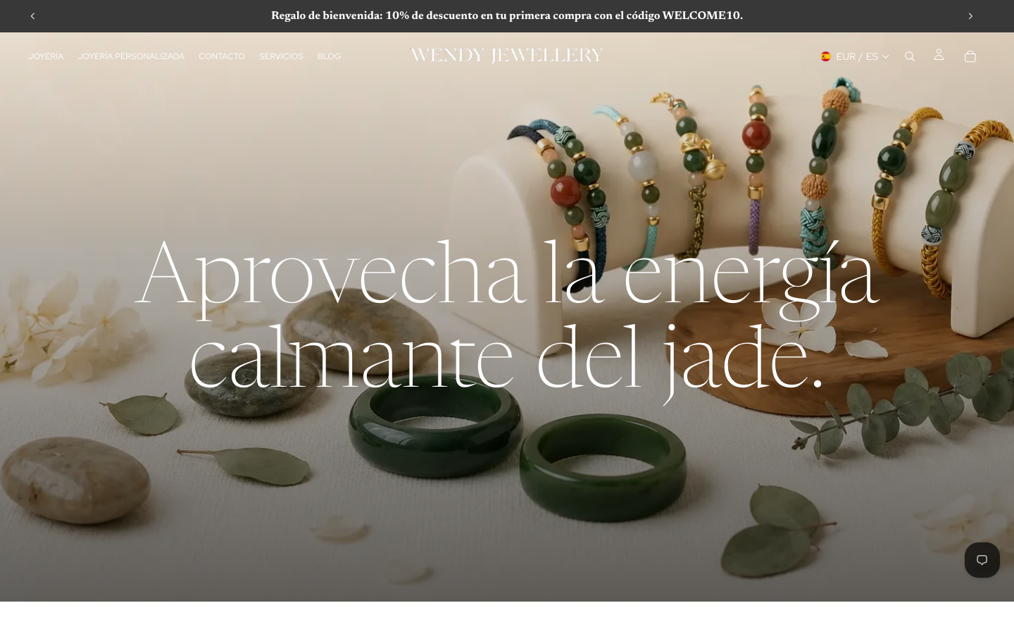 Página de inicio en escritorio de Wendy Jewellery
