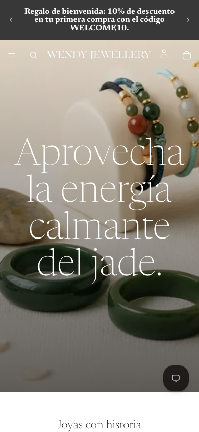 Página de inicio en móvil de Wendy Jewellery